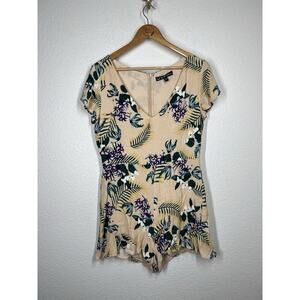 For Love & Lemons Tropical Floral Romper Playsuit Large Ruffled